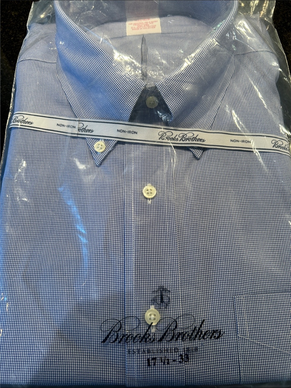 Brooks Brothers Men's Light Blue Mini-Check Dress Shirt